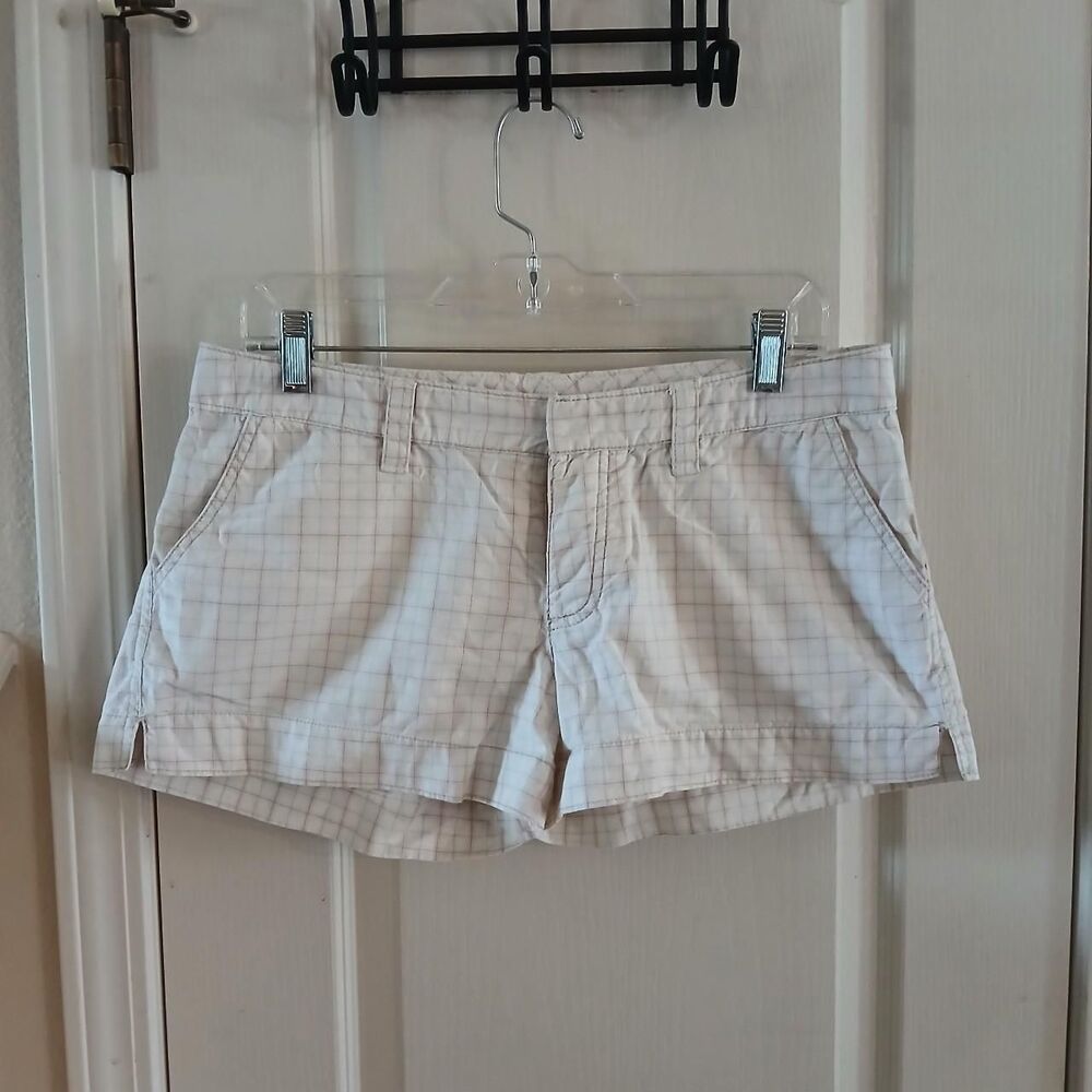 Y2K Vintage American Eagle Pastel Plaid Low-Rise Stretch Shorts 8 Preppy Basic
